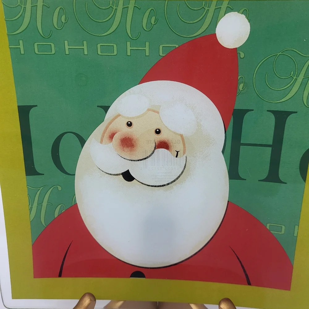 Square Christmas Ho Ho Glass Plate Cookies for Santa Appetizer Dessert‎ 8